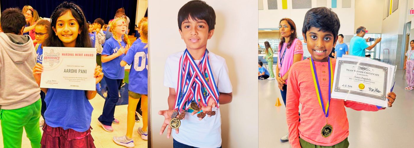 Prof Ved students with medals and certificates